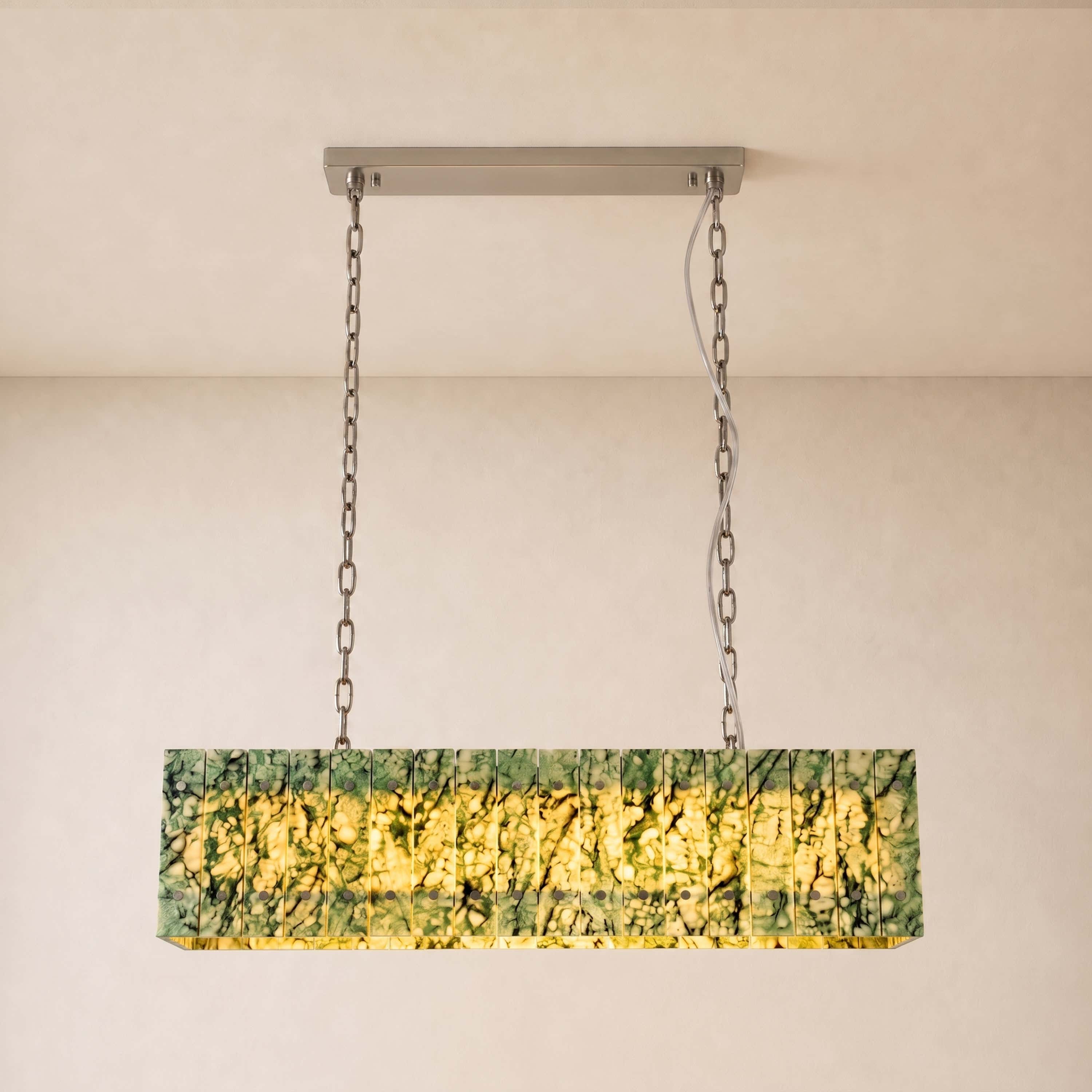 Pietra Green Marble Rectangular Chandelier 48"W