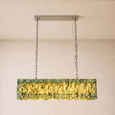 Pietra Green Marble Rectangular Chandelier 48"W