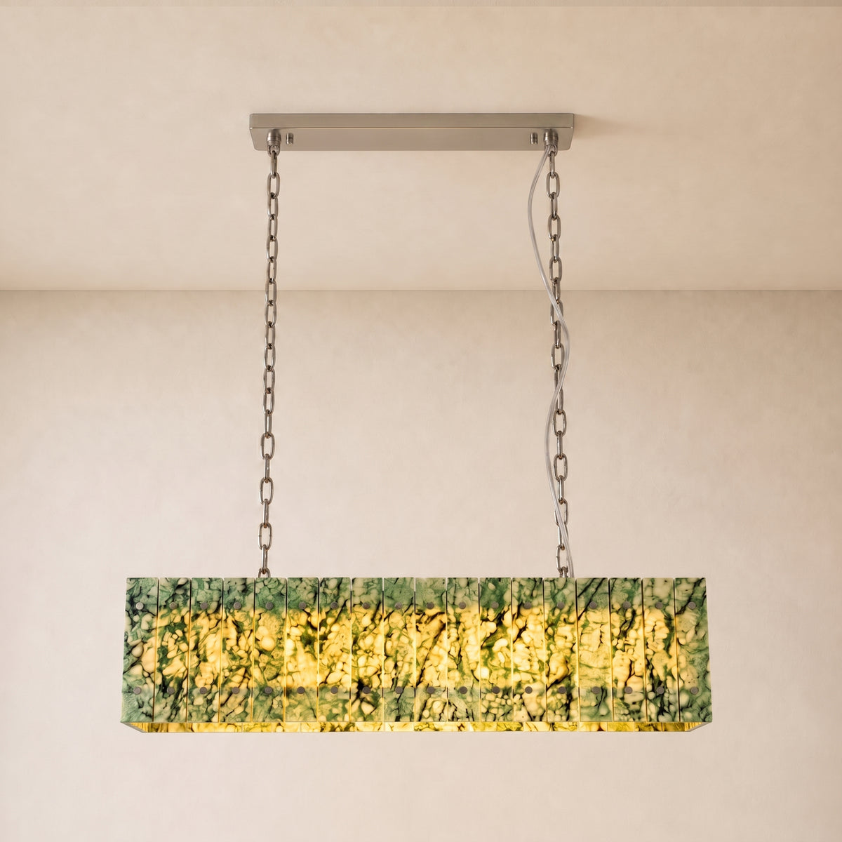 Pietra Forest Green Marble Rectangular Chandelier 48"W