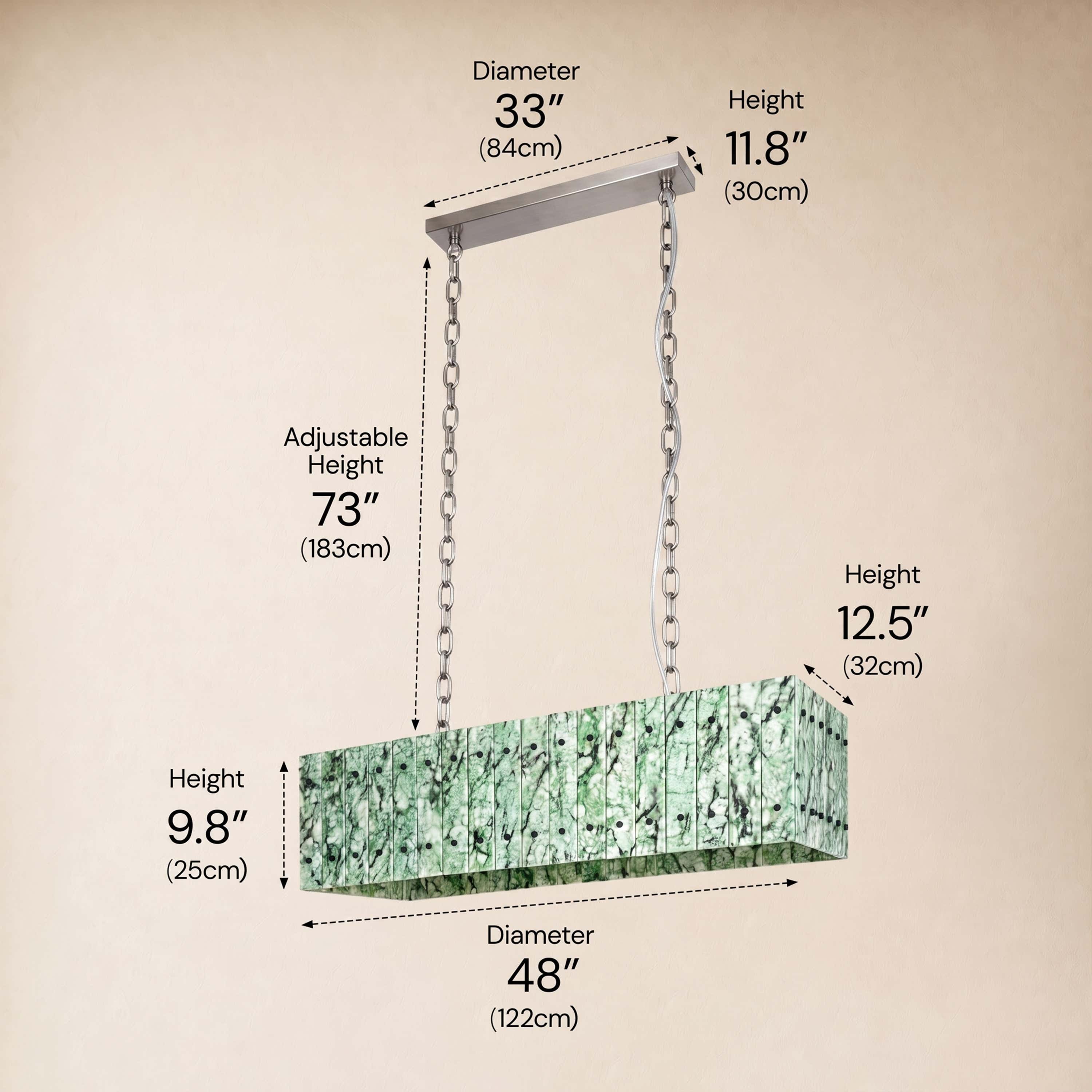 Pietra Green Marble Rectangular Chandelier 48"W