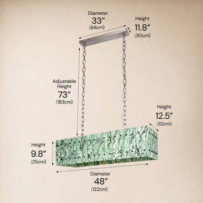 Pietra Green Marble Rectangular Chandelier 48"W
