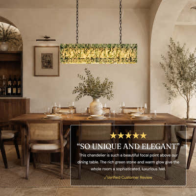 Pietra Green Marble Rectangular Chandelier 48"W