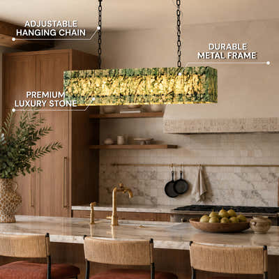 Pietra Green Marble Rectangular Chandelier 48"W
