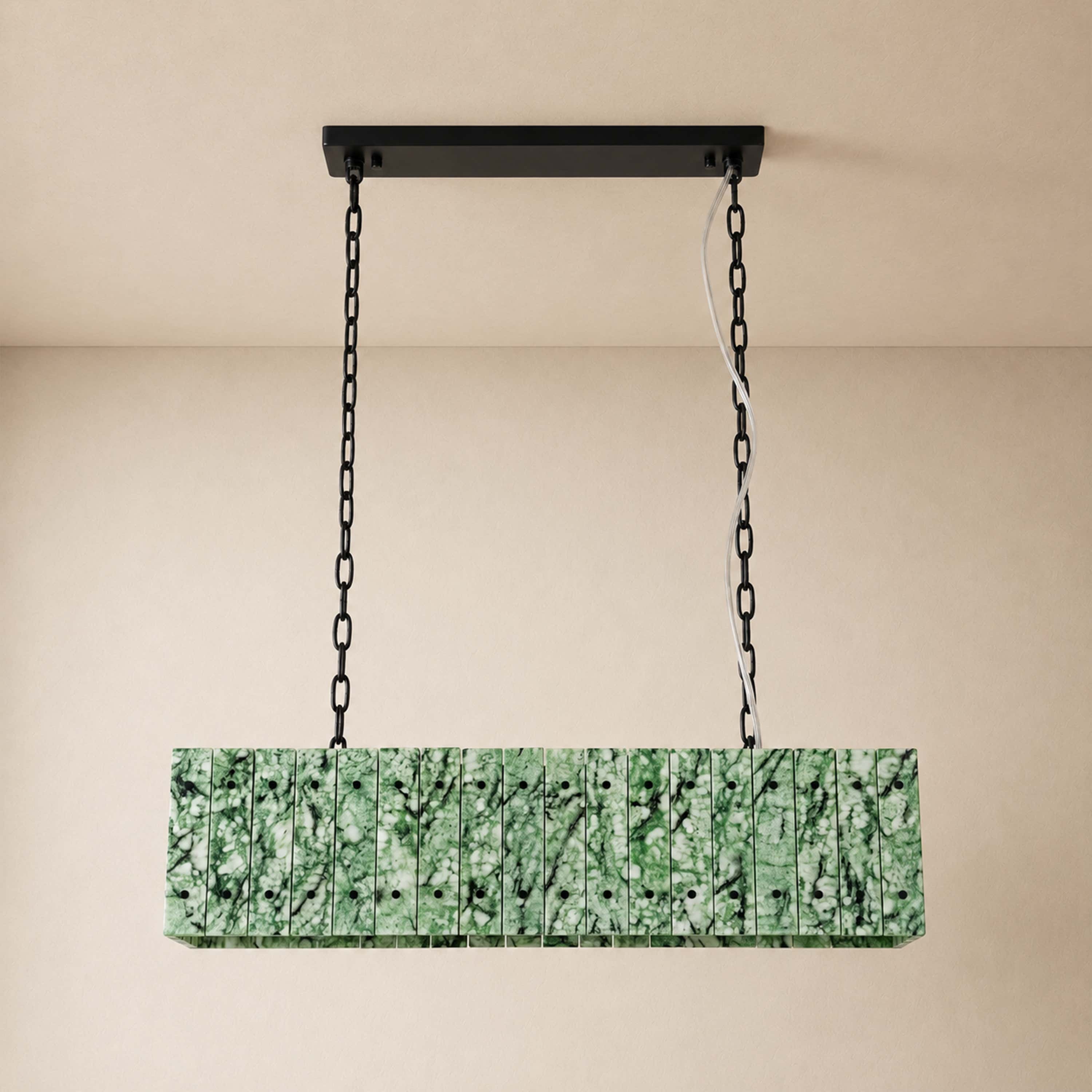 Pietra Green Marble Rectangular Chandelier 48"W