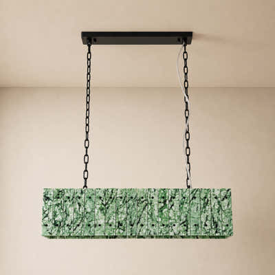 Pietra Green Marble Rectangular Chandelier 48"W