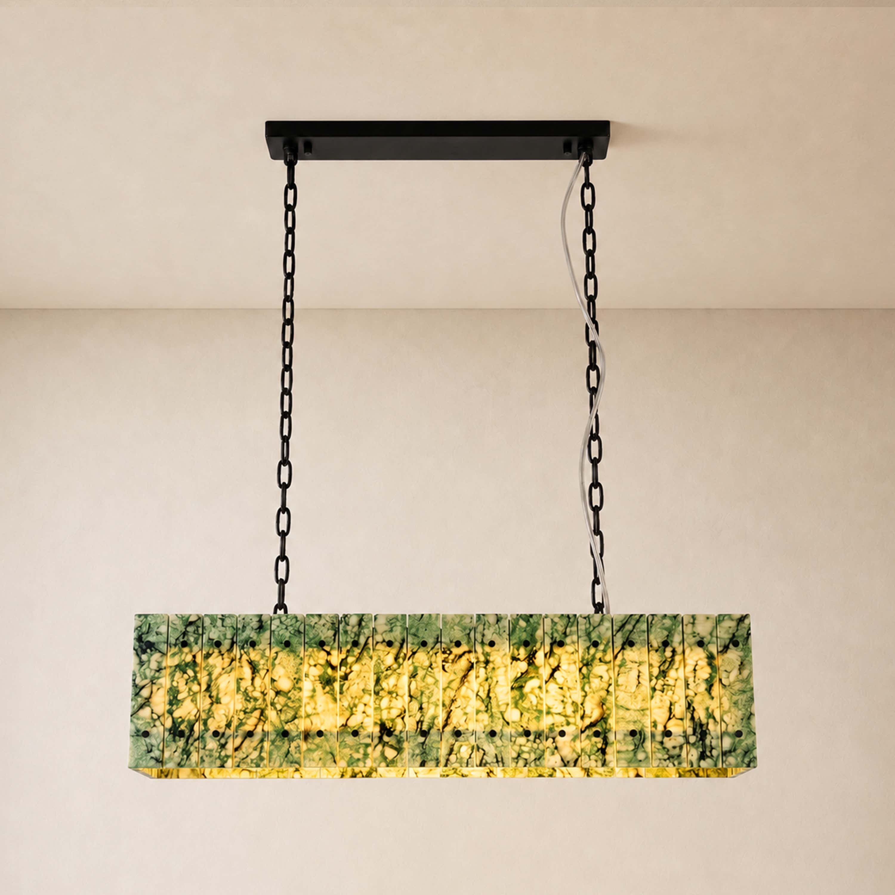 Pietra Green Marble Rectangular Chandelier 48"W