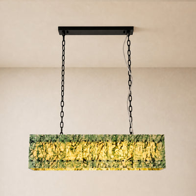 Pietra Forest Green Marble Rectangular Chandelier 48"W