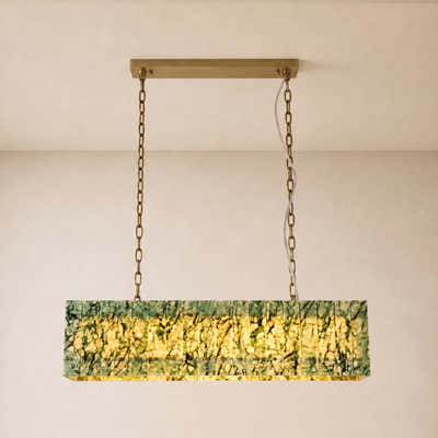 Pietra Green Marble Rectangular Chandelier 48"W