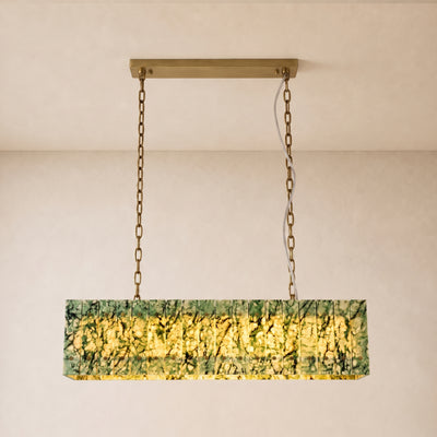 Pietra Forest Green Marble Rectangular Chandelier 48"W