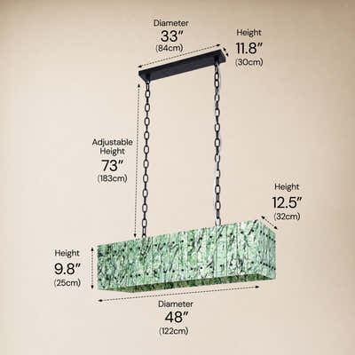 Pietra Green Marble Rectangular Chandelier 48"W