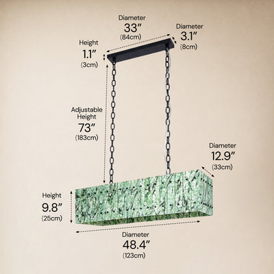 Pietra Forest Green Marble Rectangular Chandelier 48"W