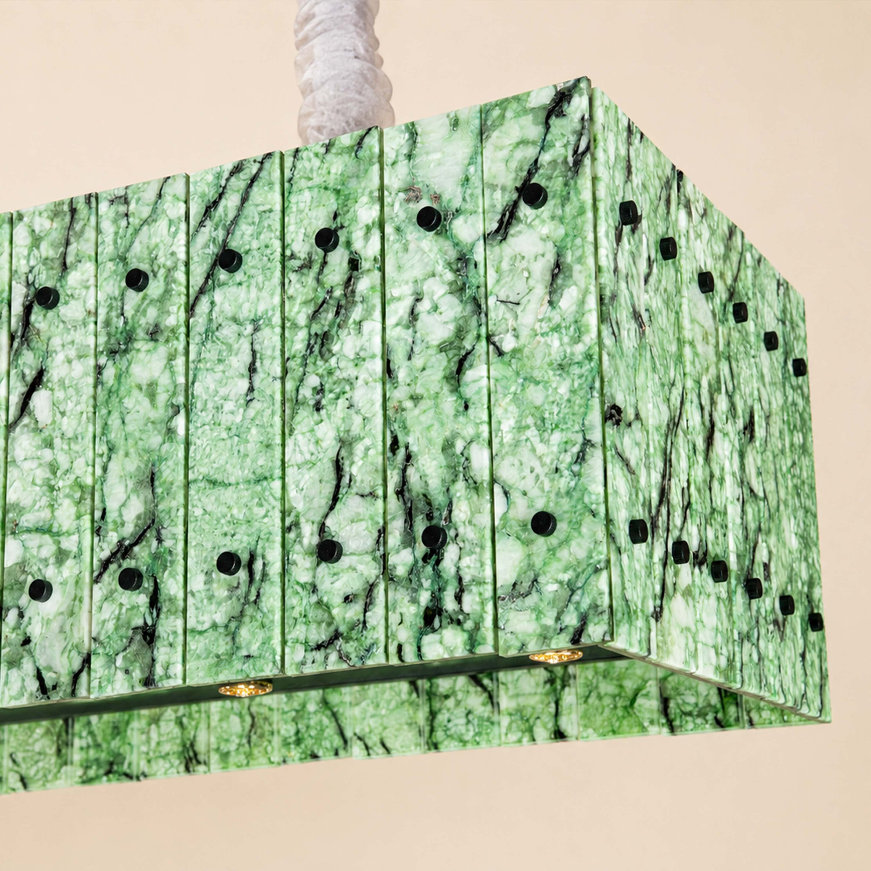 Pietra Green Marble Rectangular Chandelier 48"W