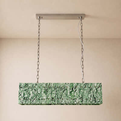 Pietra Green Marble Rectangular Chandelier 48"W