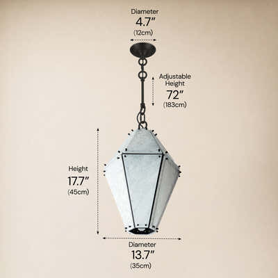 Pietra White Marble Hexagonal Lantern Pendant 13.7"D