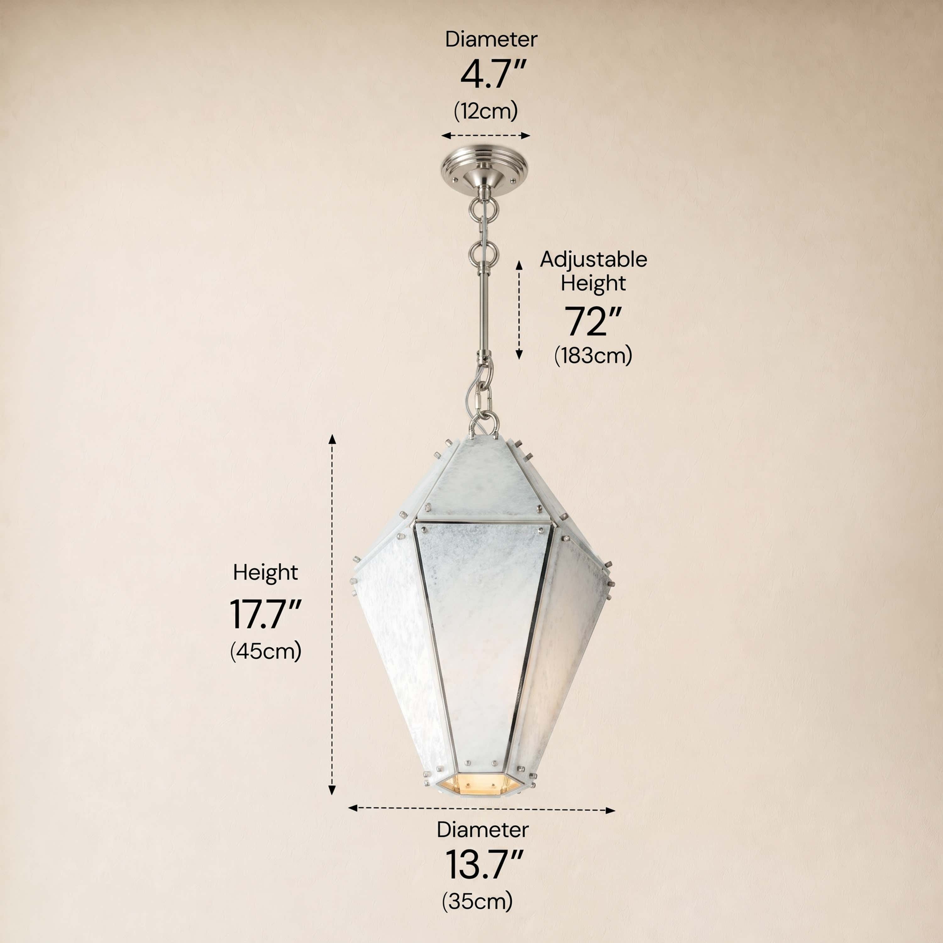 Pietra White Marble Hexagonal Lantern Pendant 13.7"D