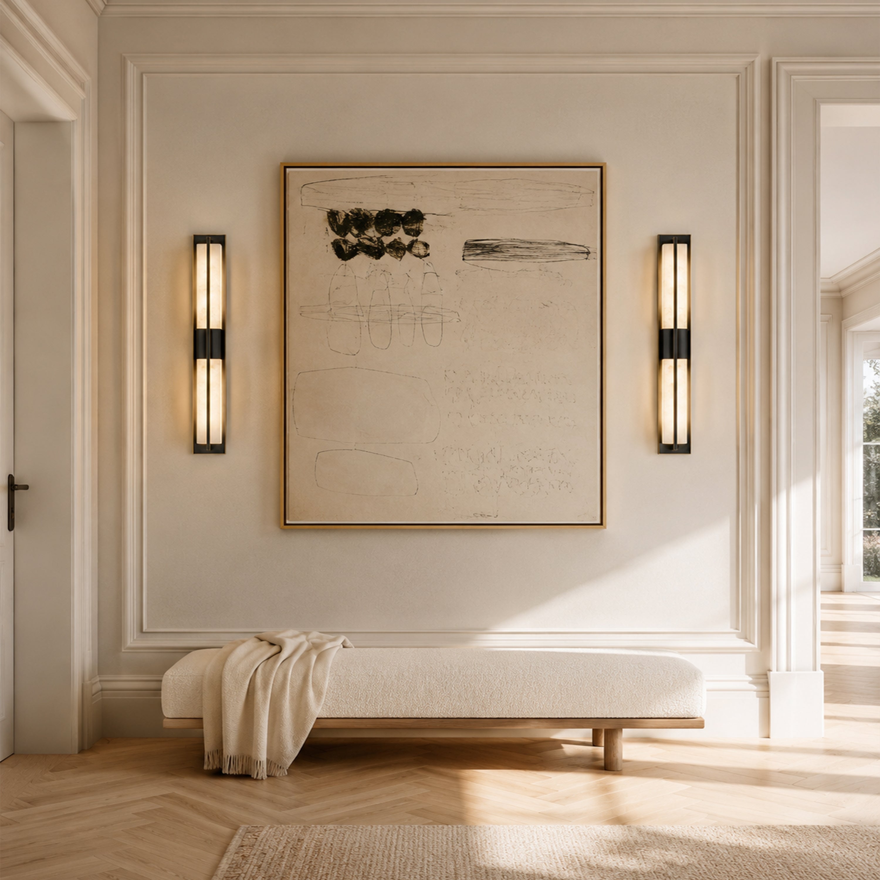 Caelum Alabaster Cuboid Wall Sconce