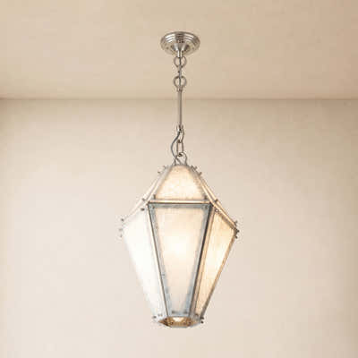 Pietra White Marble Hexagonal Lantern Pendant 13.7"D