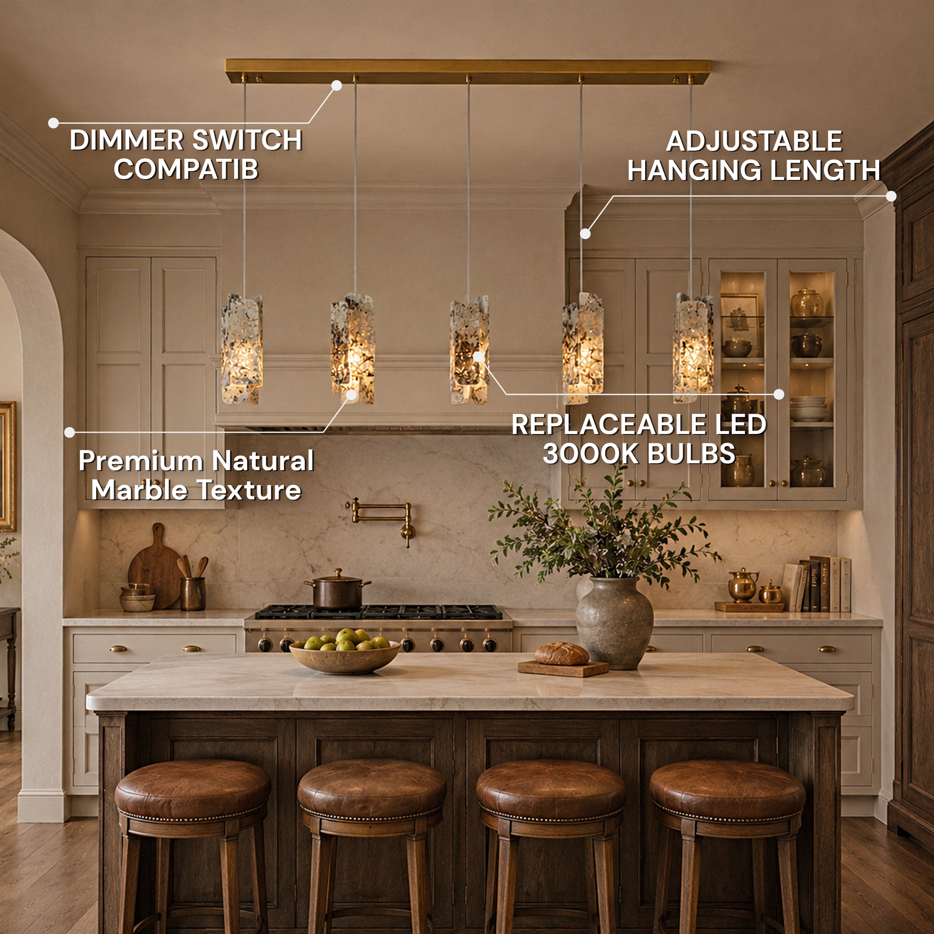 Pietra Quartzite Linear Chandelier 50"W