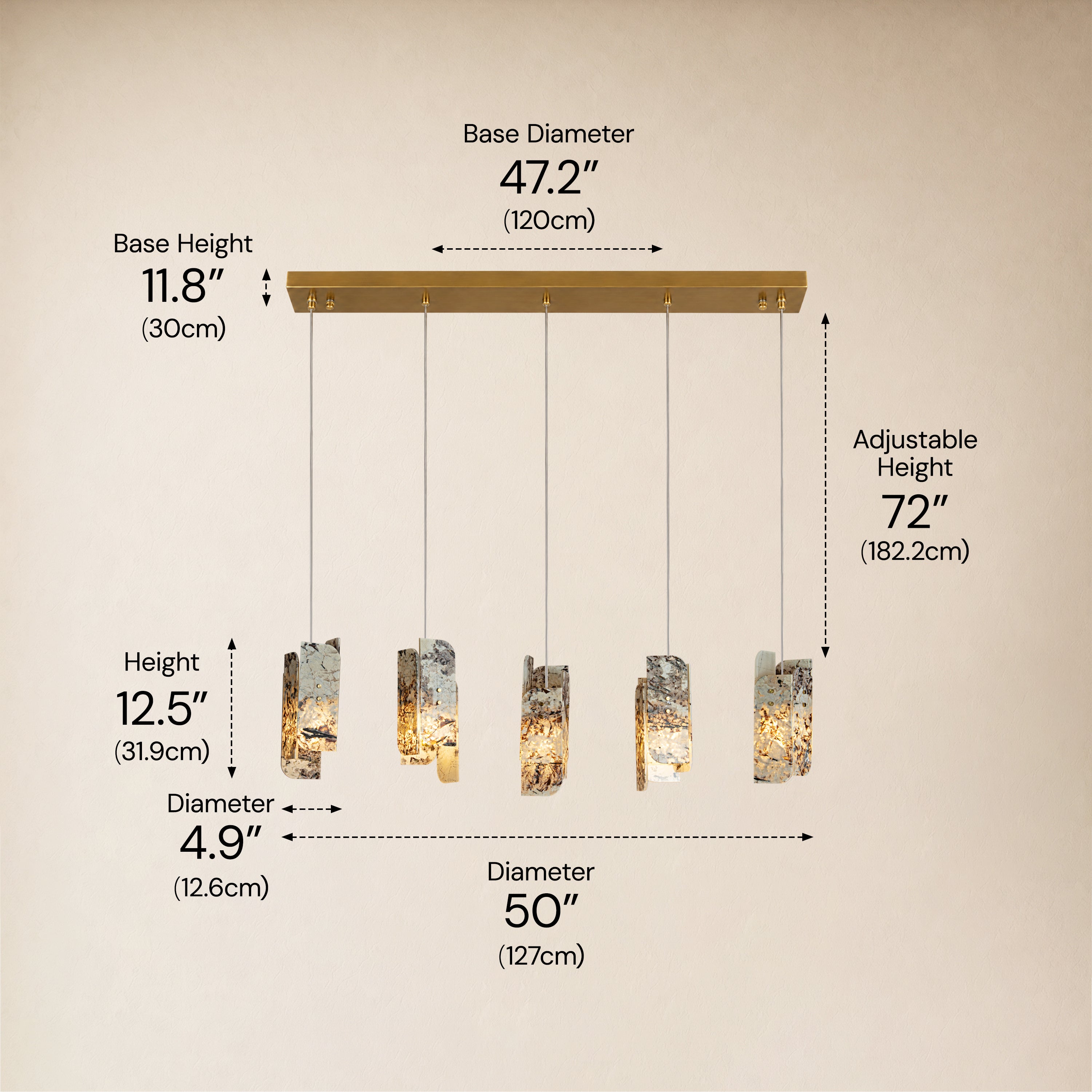 Pietra Quartzite Linear Chandelier 50"W