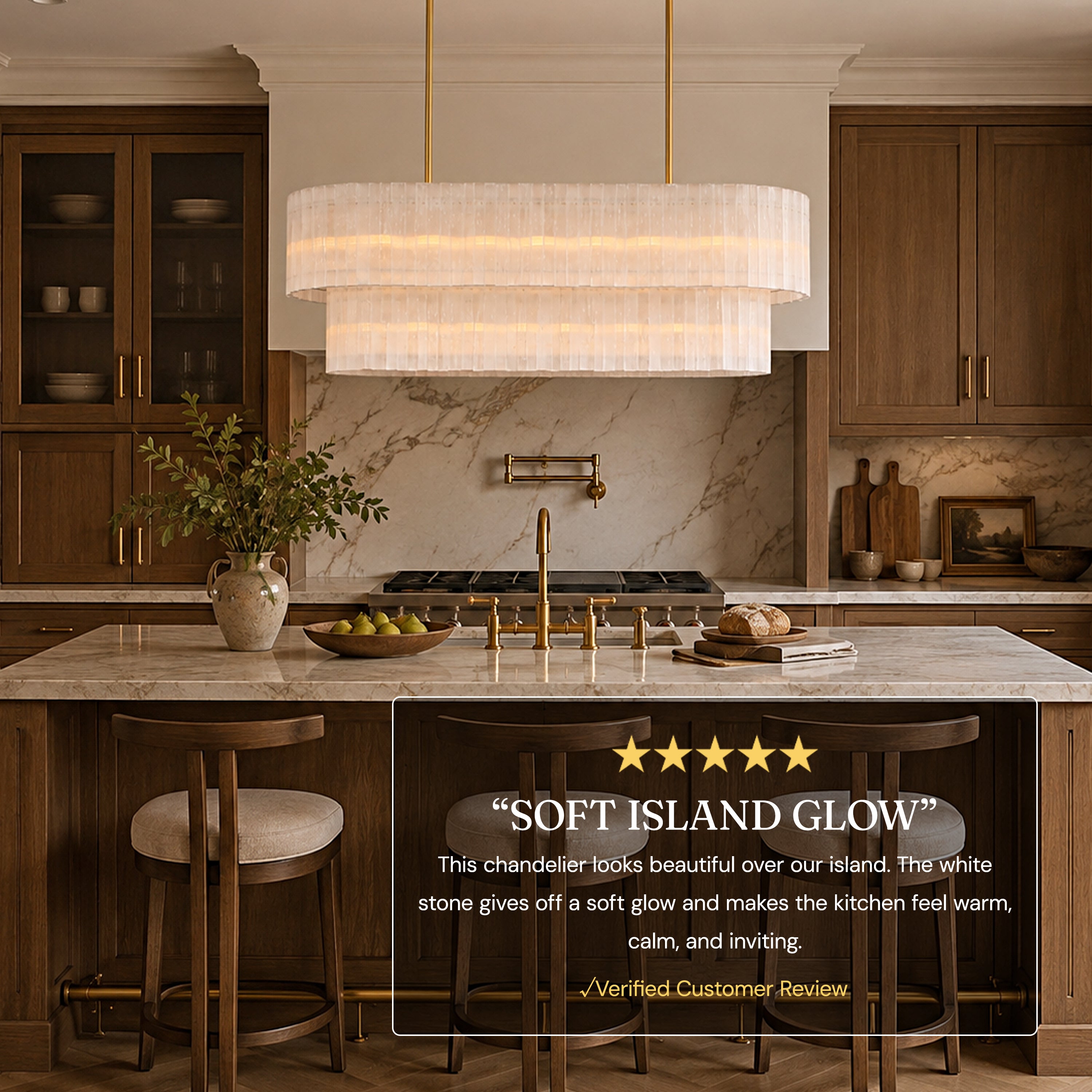 Selara Selenite Oval Chandelier 54"W