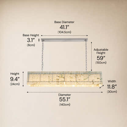 Pietra Quartzite Rectangular Chandelier 55.1"W