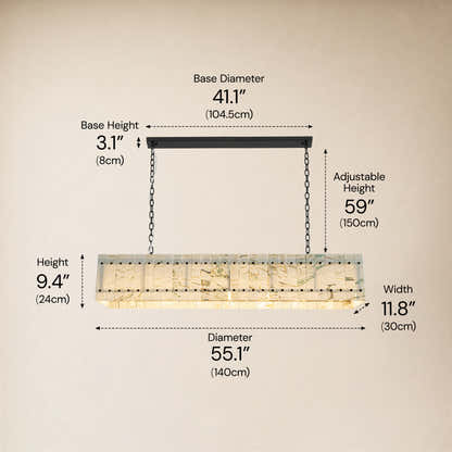 Pietra Quartzite Rectangular Chandelier 55.1"W