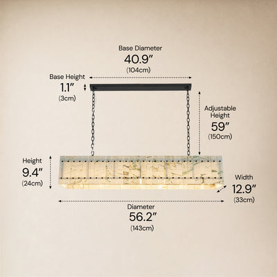 Pietra Willow White Marble Rectangular Chandelier 55.1"W