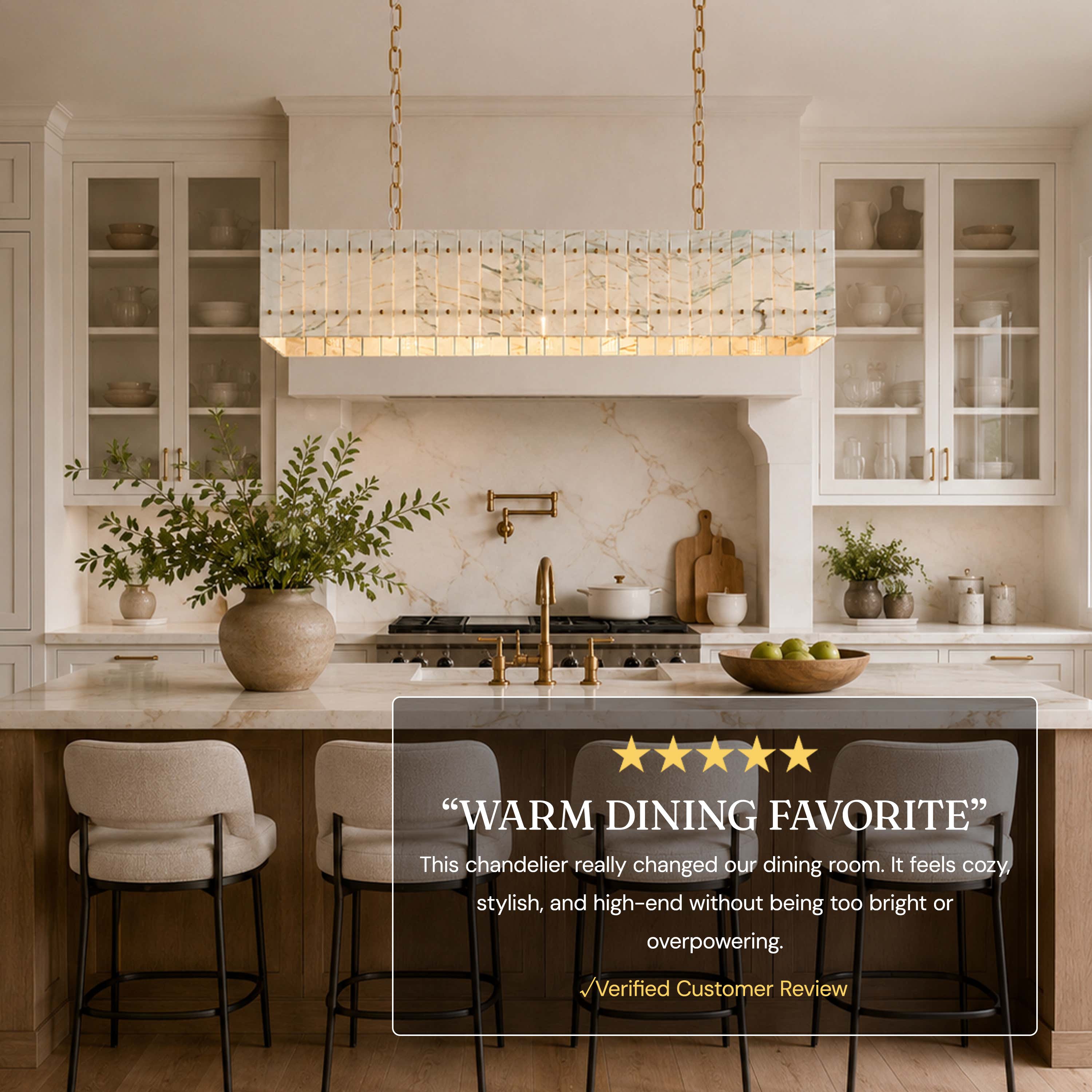 Pietra Quartzite Rectangular Chandelier 55.1"W