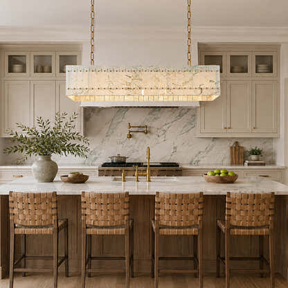 Pietra Quartzite Rectangular Chandelier 55.1"W