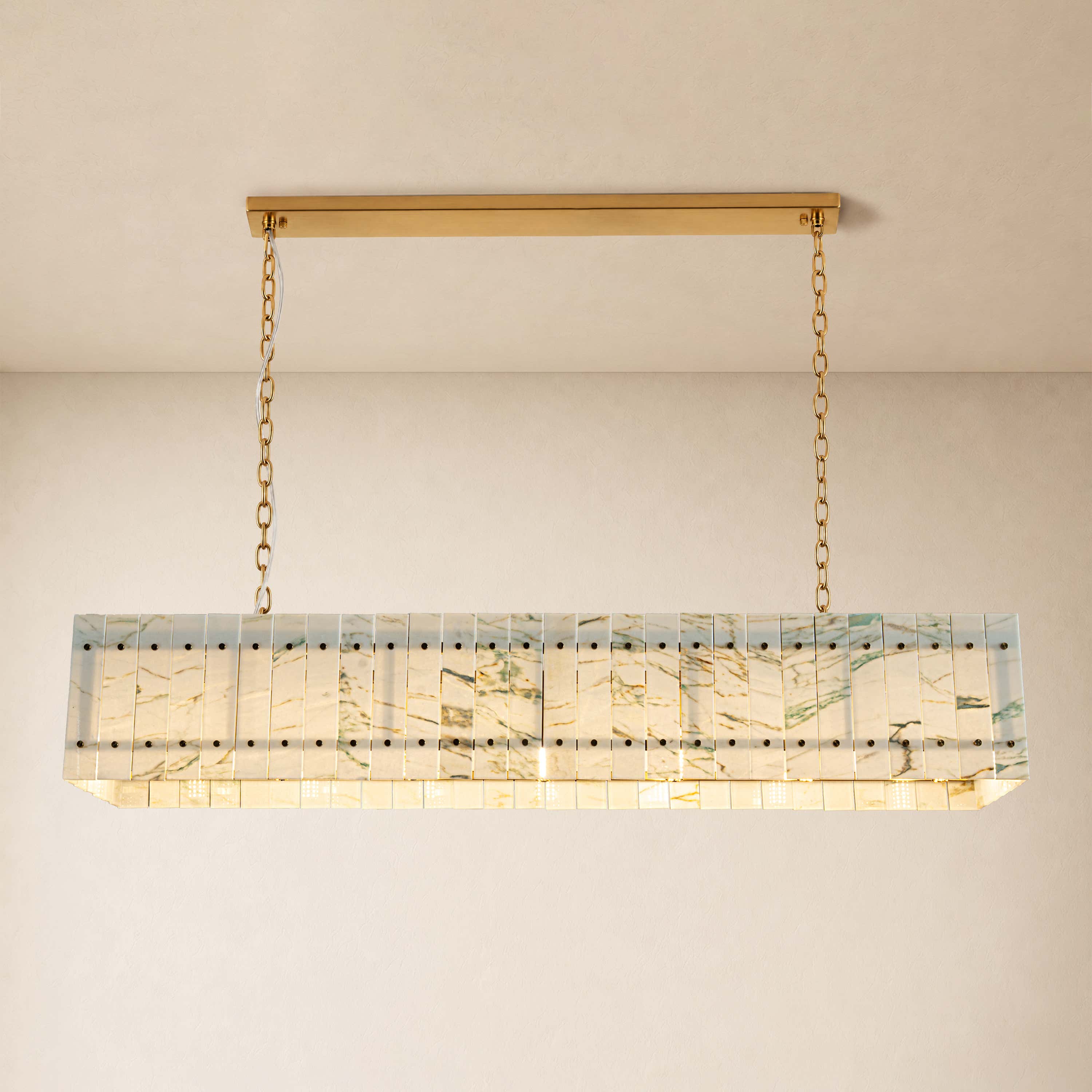 Pietra Quartzite Rectangular Chandelier 55.1"W