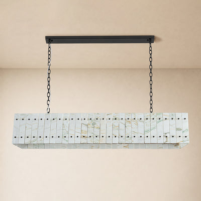 Pietra Willow White Marble Rectangular Chandelier 55.1"W