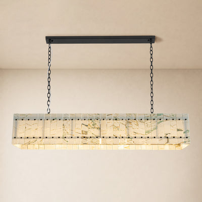 Pietra Willow White Marble Rectangular Chandelier 55.1"W