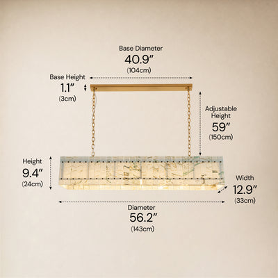 Pietra Willow White Marble Rectangular Chandelier 55.1"W