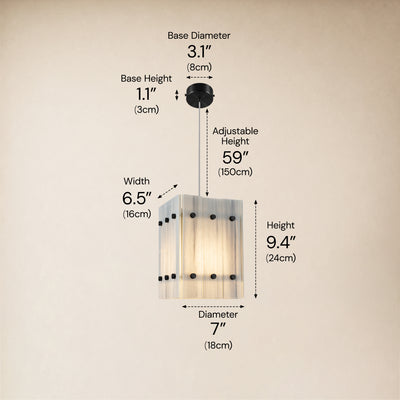 Pietra Dream White Marble Box Pendant Light 6.6"W