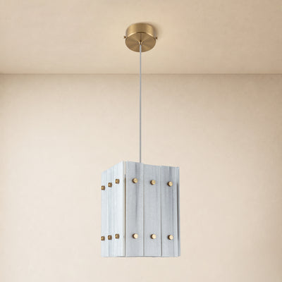 Pietra White Marble Box Pendant Light 6.6"W