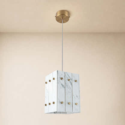 Pietra White Stone Box Pendant 6.6"W