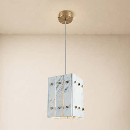 Pietra White Stone Box Pendant 6.6"W