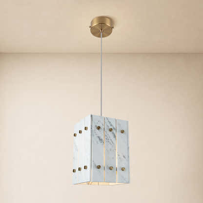 Pietra White Stone Box Pendant 6.6"W