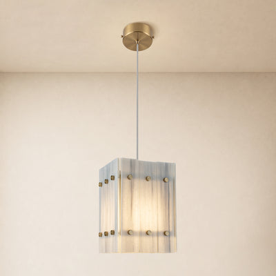 Pietra White Marble Box Pendant Light 6.6"W