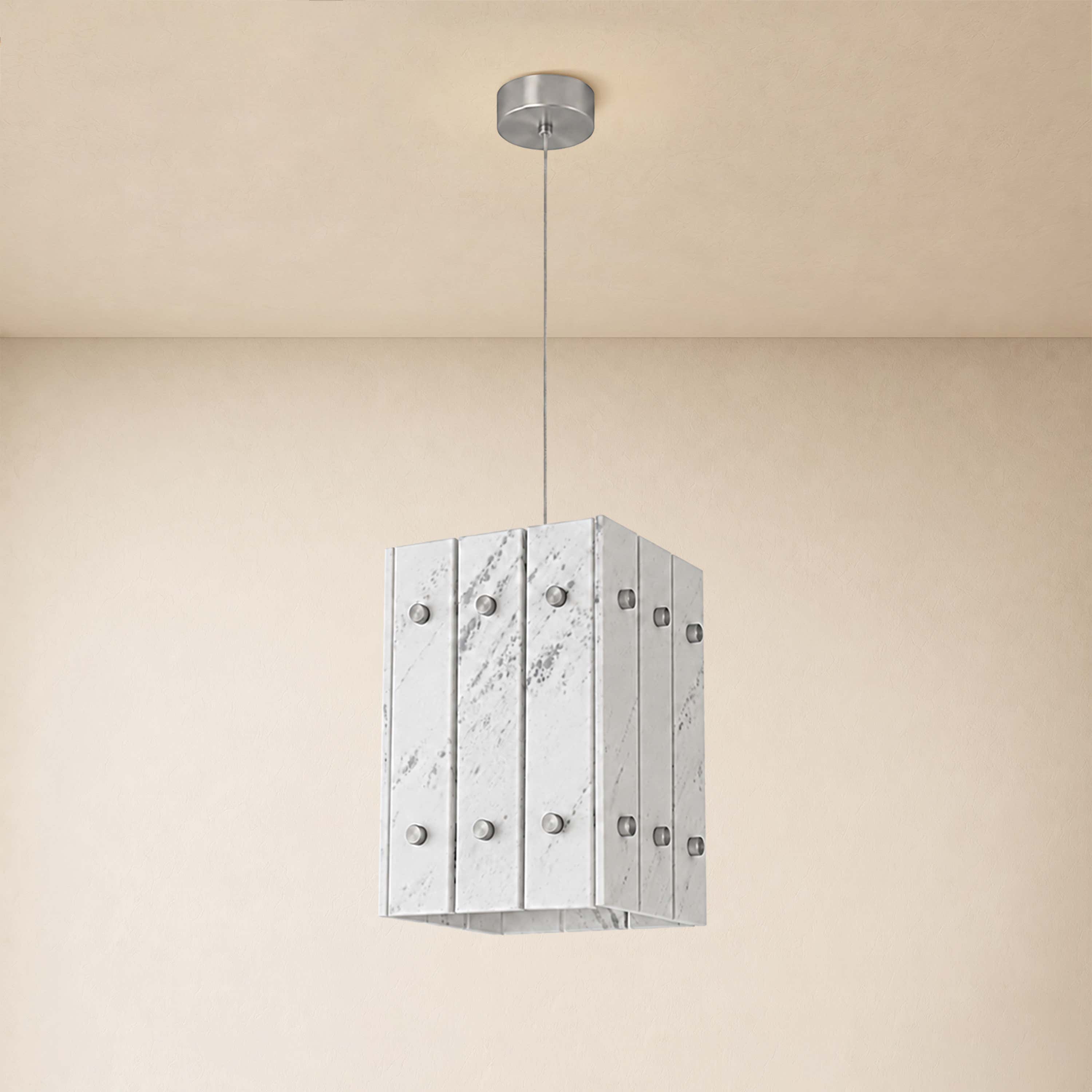 Pietra White Stone Box Pendant 6.6"W