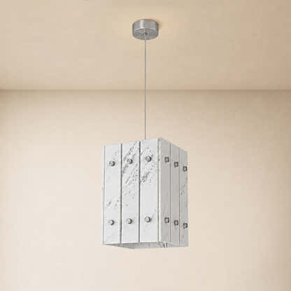 Pietra White Stone Box Pendant 6.6"W