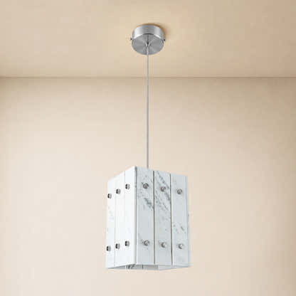 Pietra White Stone Box Pendant 6.6"W