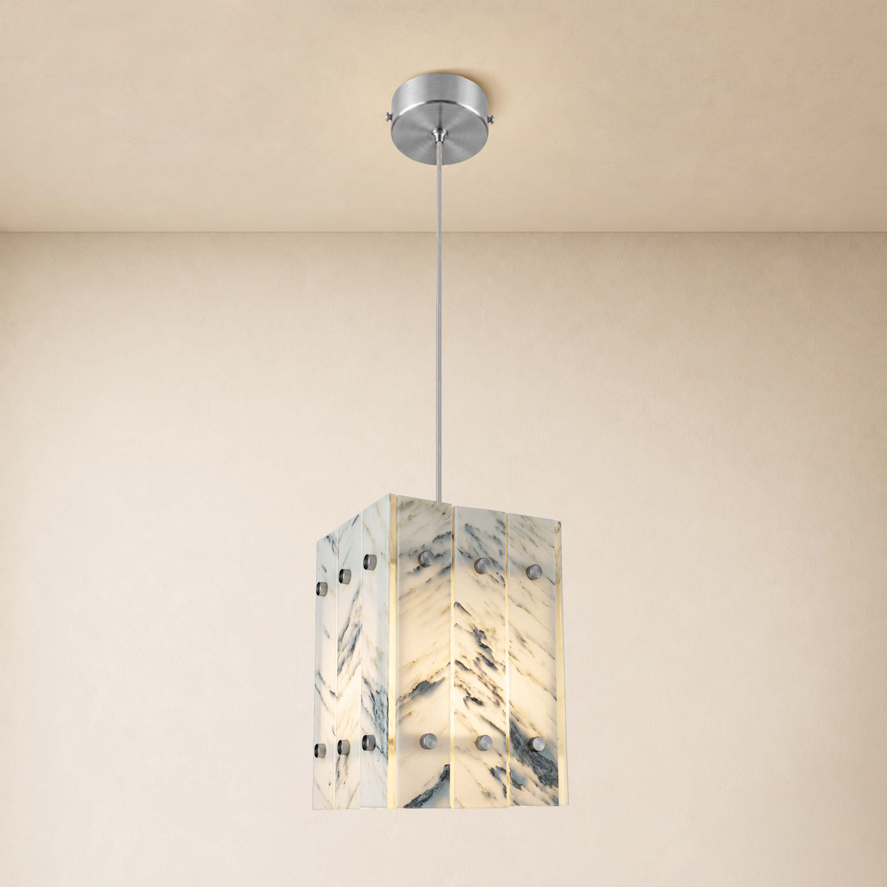 Pietra Quartz Box Pendant 6.6"W