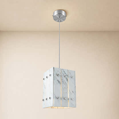 Pietra White Stone Box Pendant 6.6"W
