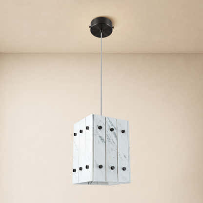 Pietra White Stone Box Pendant 6.6"W