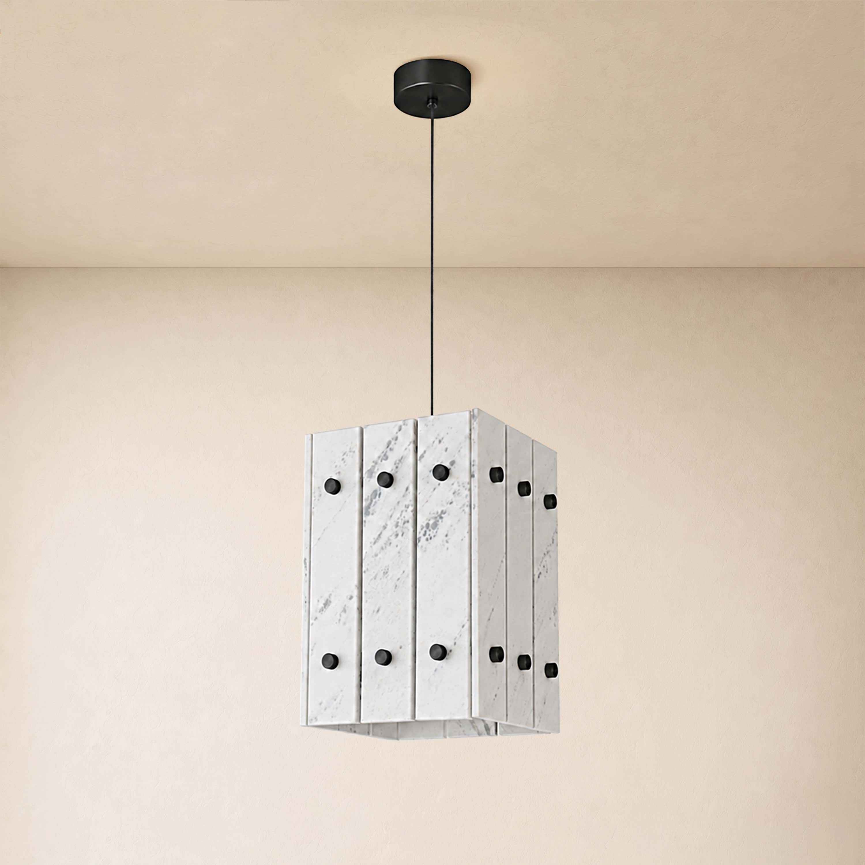 Pietra White Stone Box Pendant 6.6"W