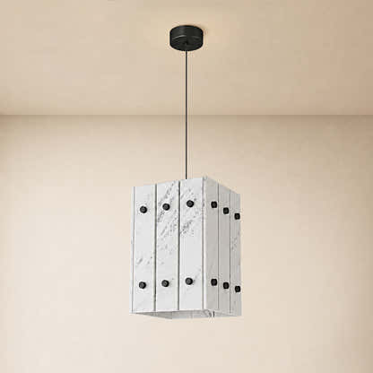 Pietra White Stone Box Pendant 6.6"W