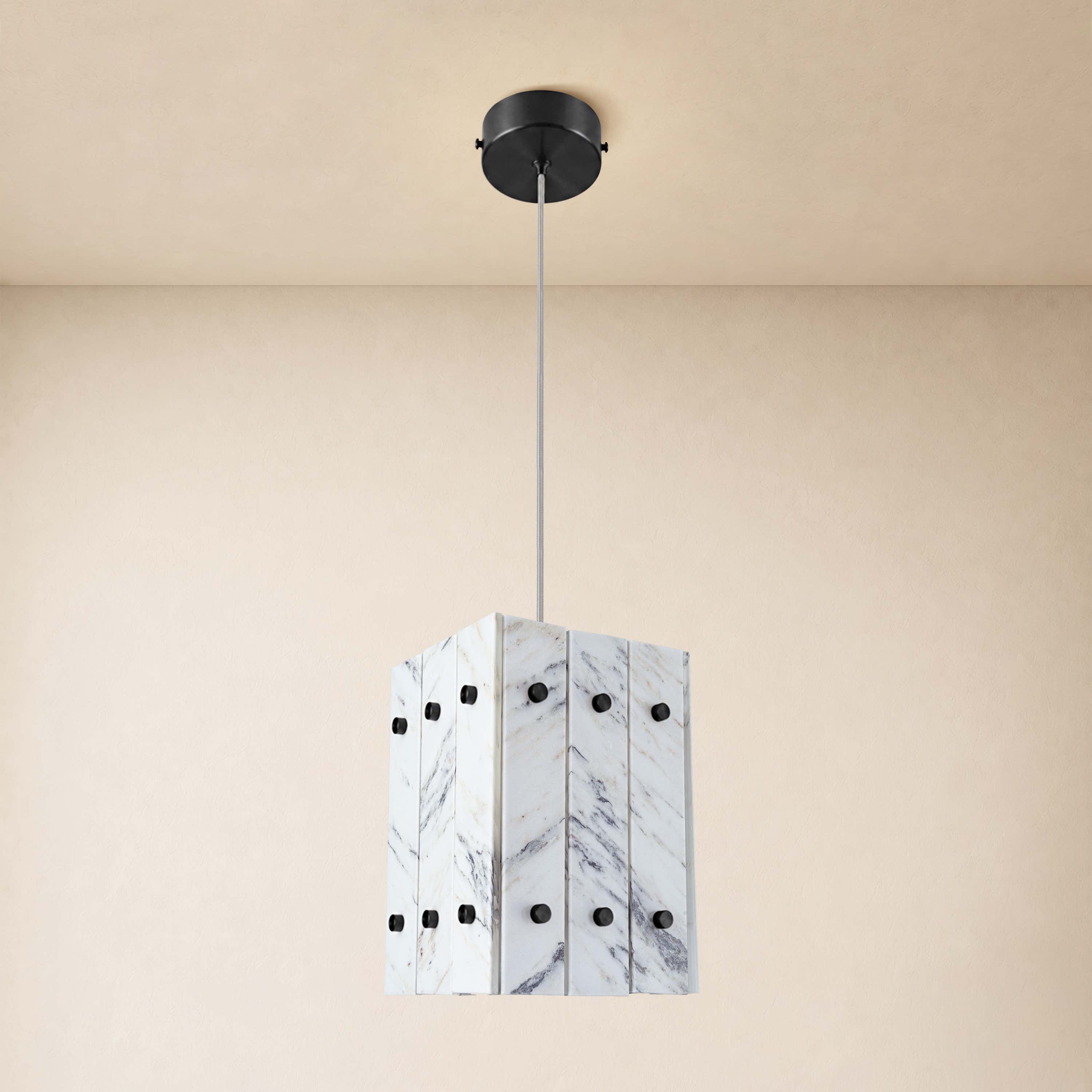 Pietra Quartz Box Pendant 6.6"W