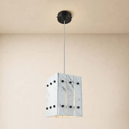 Pietra White Stone Box Pendant 6.6"W