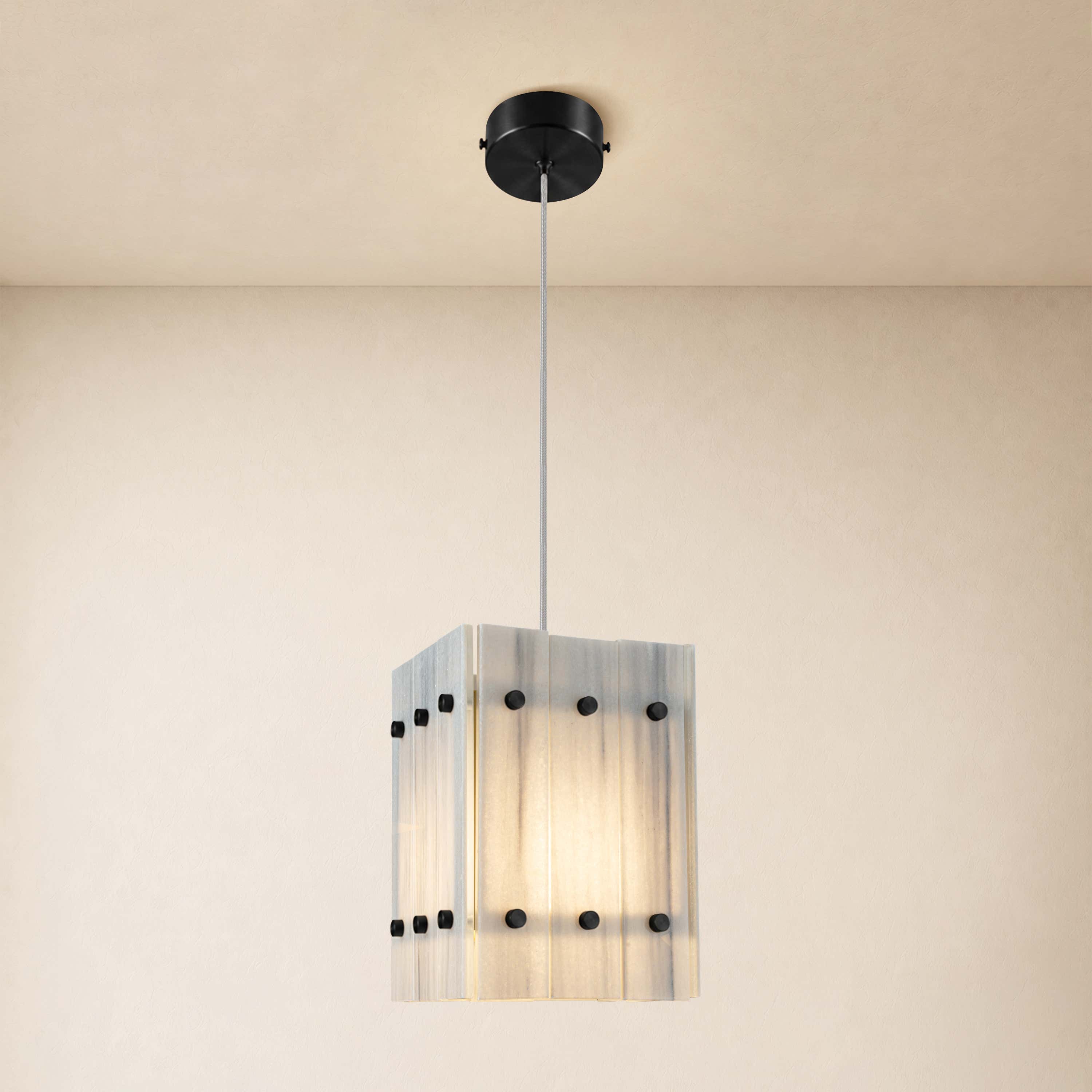 Pietra Marble Round Pendant Light 6.6"D